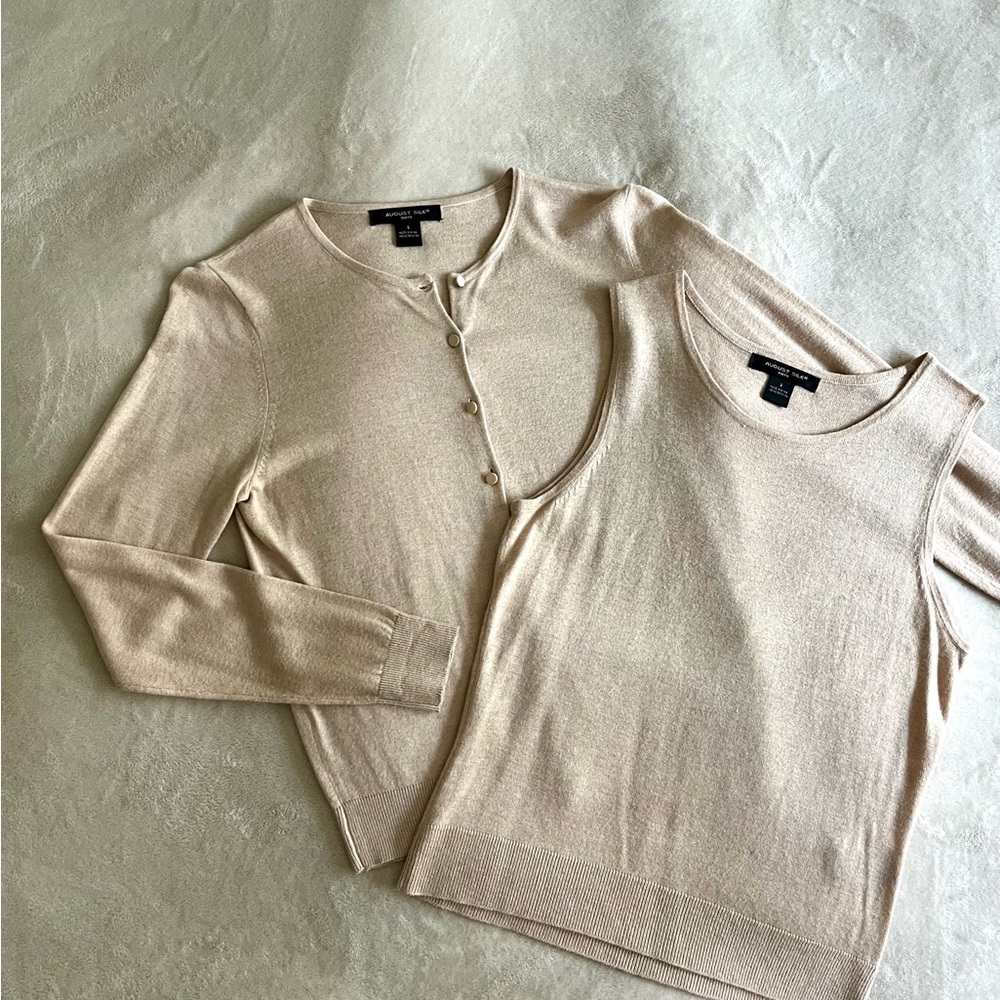 August Silk Tank & Cardigan Set